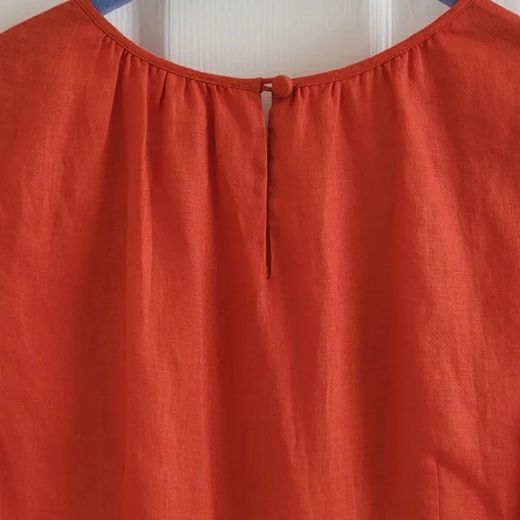 J. Crew Linen Cap Sleeve Dress in Orange/Red, Size 0 - Picture 9 of 16